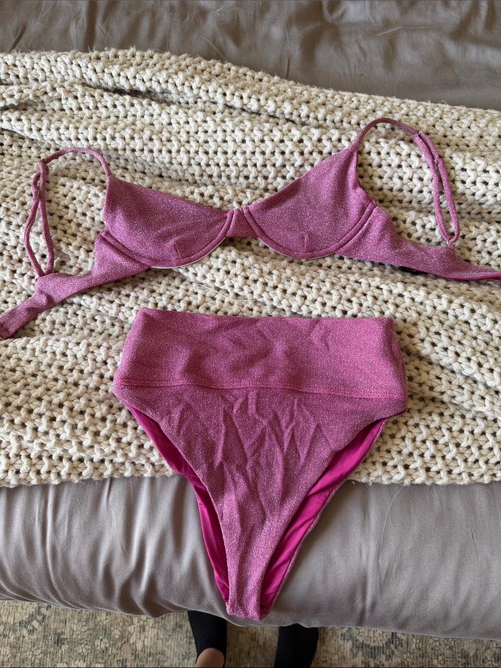 Beach Riot Camilla Top and Highway Bottom in Pink Sparkle